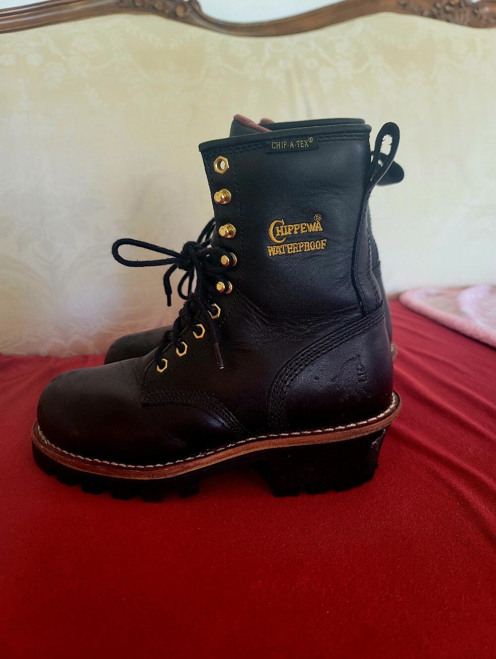 Chippewa Women's Black Waterproof Lace-Up Work Boots L73050 Size 7W